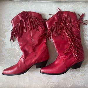 Vintage acme red fringe cowboy boots